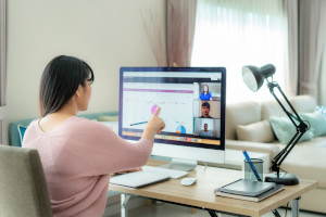 Remote employee on a video call