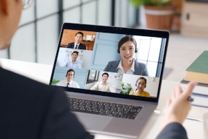 Remote employee on a video conference