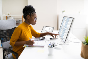 Accountant reviewing financials